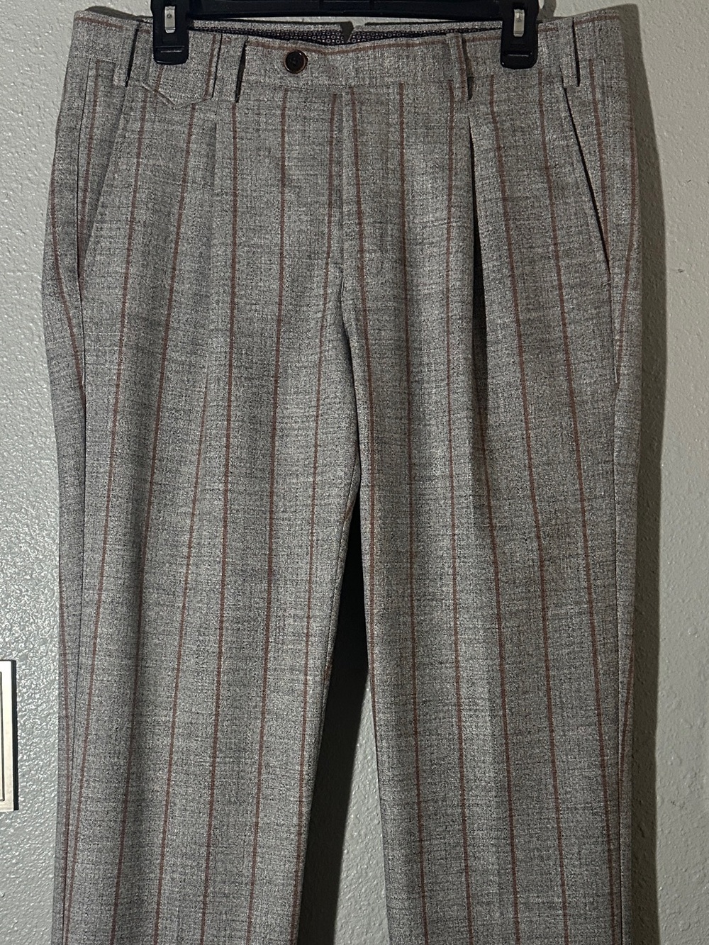 Murano Gray Dress Pants with Brown Pinstripes